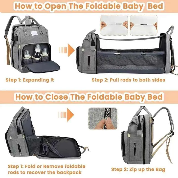 سرير أطفال عصري محمول قابل للطي مضاد للماء -  Modern Portable Foldable Waterproof Baby Bed