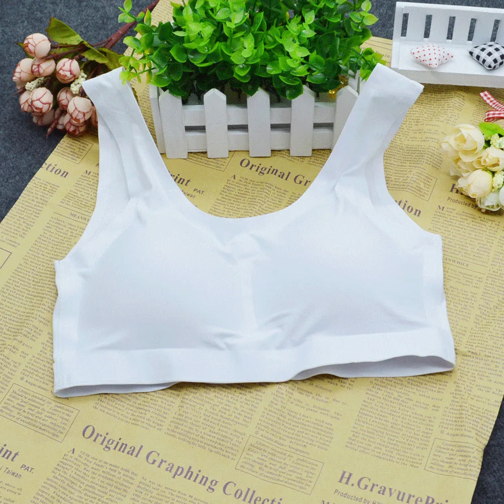 3 Pc Sports Bra Wireless Racerback Removable Light Pad Seamless Plain Gym White