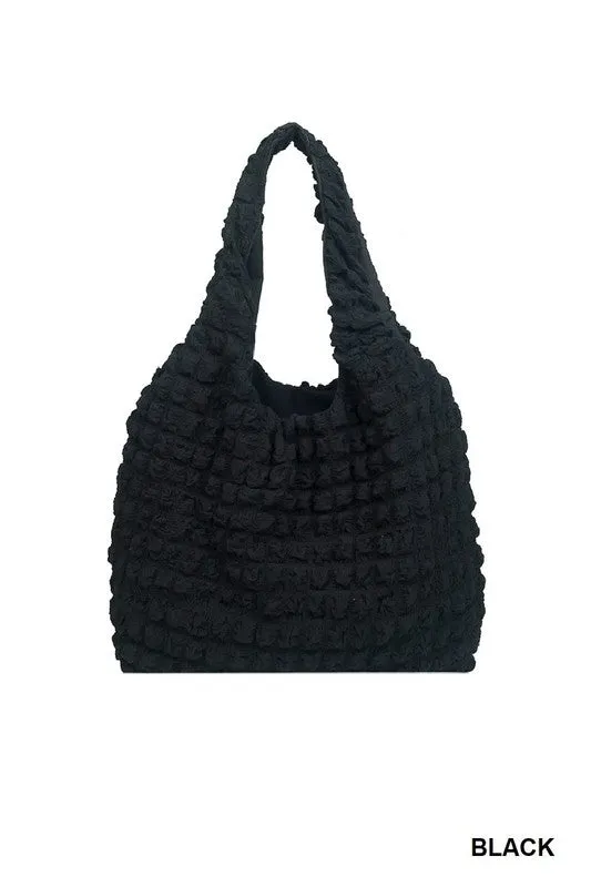 Cloud Puffy Shoulder Tote Bag/ Black