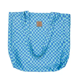 Cotton Tote - Warped Check Aqua