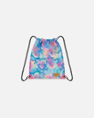 Drawstring Bag Rainbow Heart Print