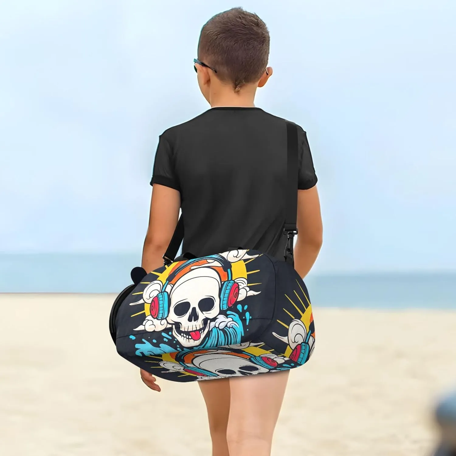 Fuuny Golgo Rainbow Sun Black Girls Tote Duffle Bags Travel Toddler Weekender Bags with Shoe Compartment Carry on Duffel Bag Boys