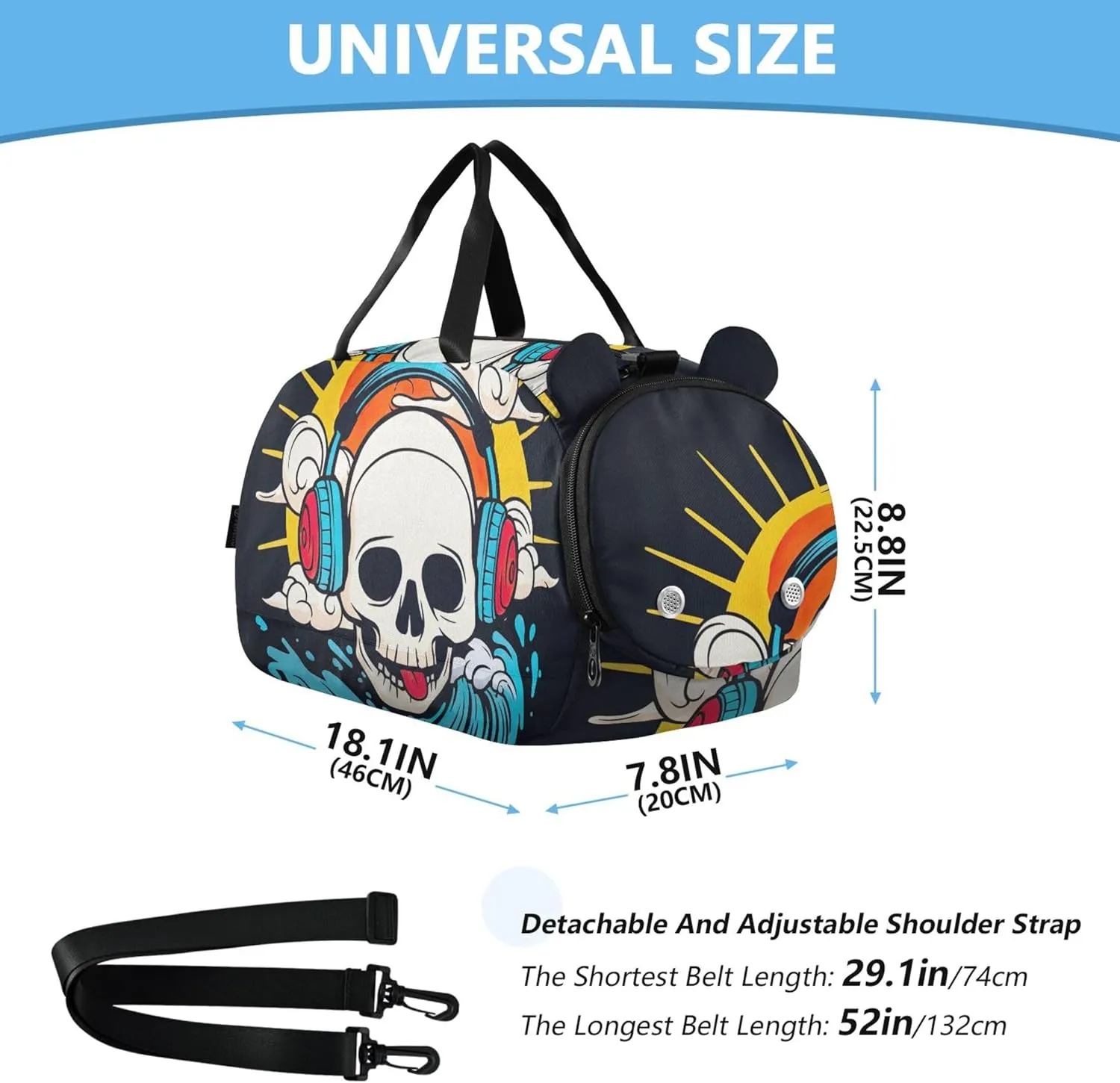 Fuuny Golgo Rainbow Sun Black Girls Tote Duffle Bags Travel Toddler Weekender Bags with Shoe Compartment Carry on Duffel Bag Boys