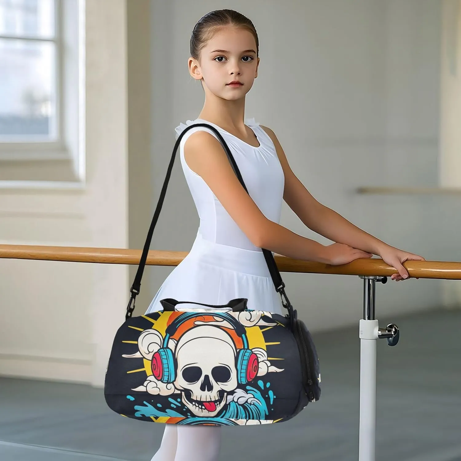 Fuuny Golgo Rainbow Sun Black Girls Tote Duffle Bags Travel Toddler Weekender Bags with Shoe Compartment Carry on Duffel Bag Boys
