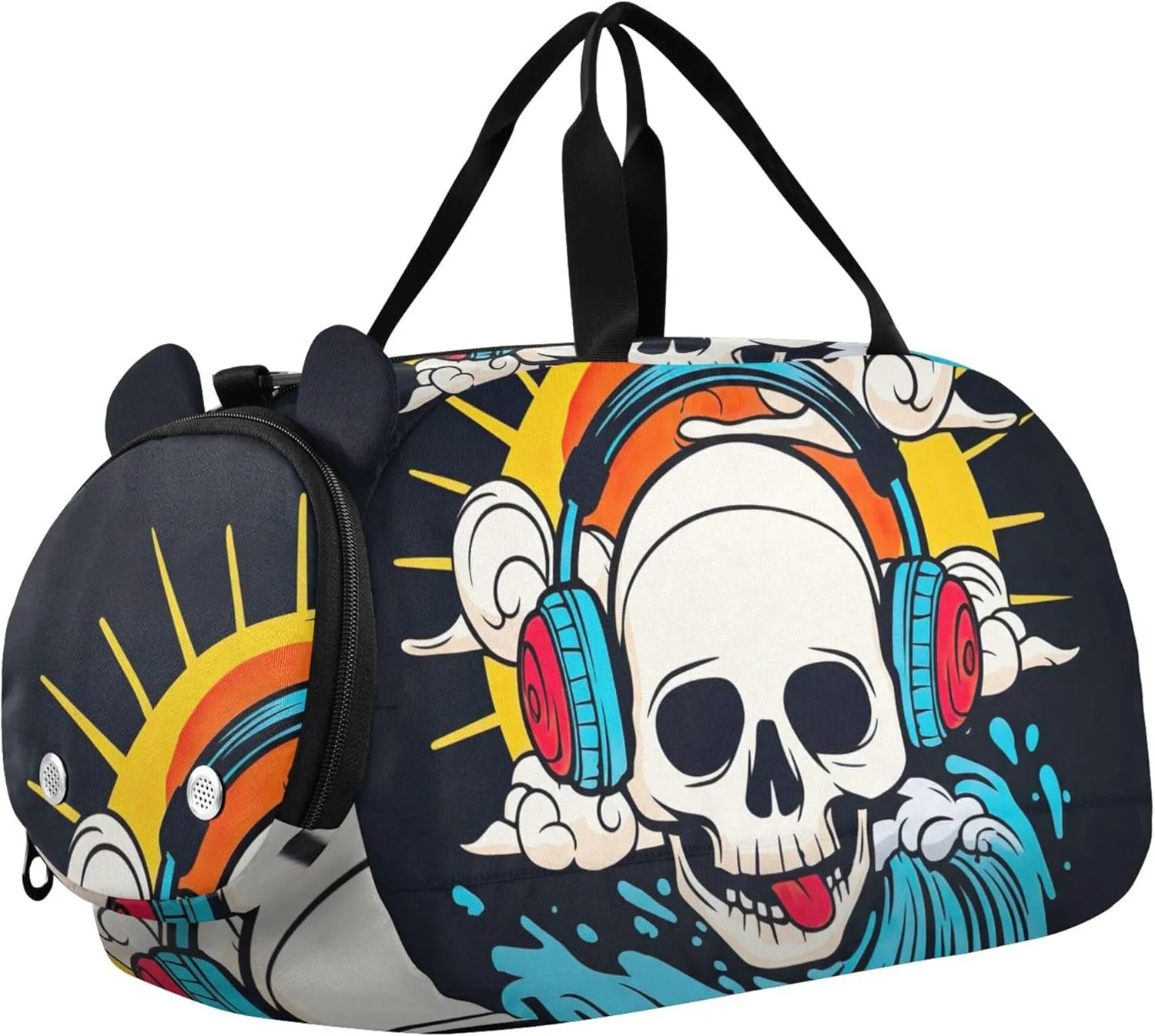 Fuuny Golgo Rainbow Sun Black Girls Tote Duffle Bags Travel Toddler Weekender Bags with Shoe Compartment Carry on Duffel Bag Boys