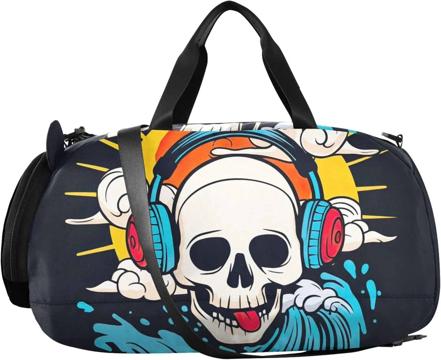 Fuuny Golgo Rainbow Sun Black Girls Tote Duffle Bags Travel Toddler Weekender Bags with Shoe Compartment Carry on Duffel Bag Boys