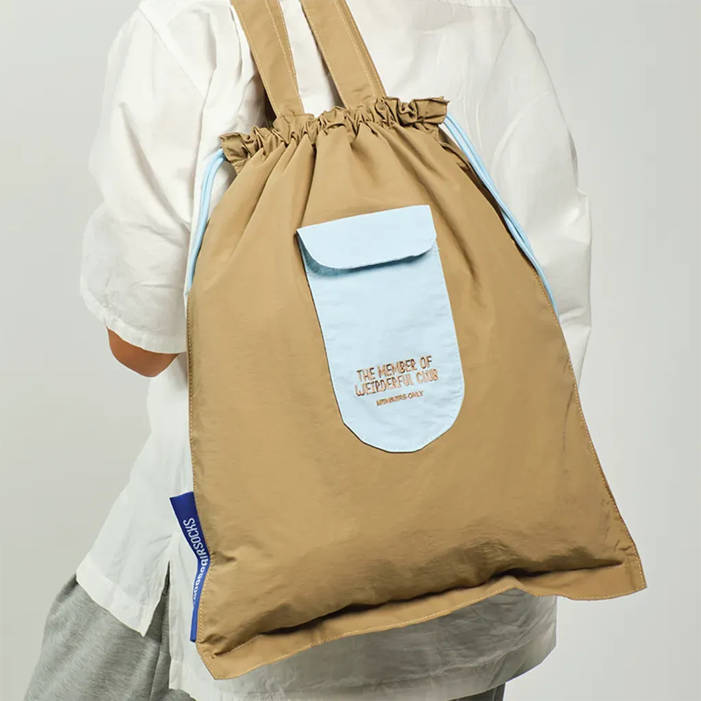 GOODPAIR SOCKS | WAWW LIPATO | Khaki | Pocketable Embroidery Drawstring Bag