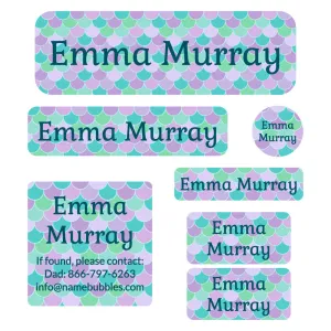 Mermaid Pattern School Labels Pack