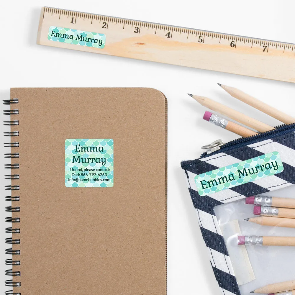 Mermaid Pattern School Labels Pack