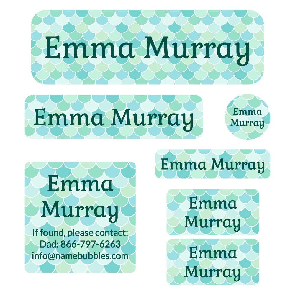 Mermaid Pattern School Labels Pack
