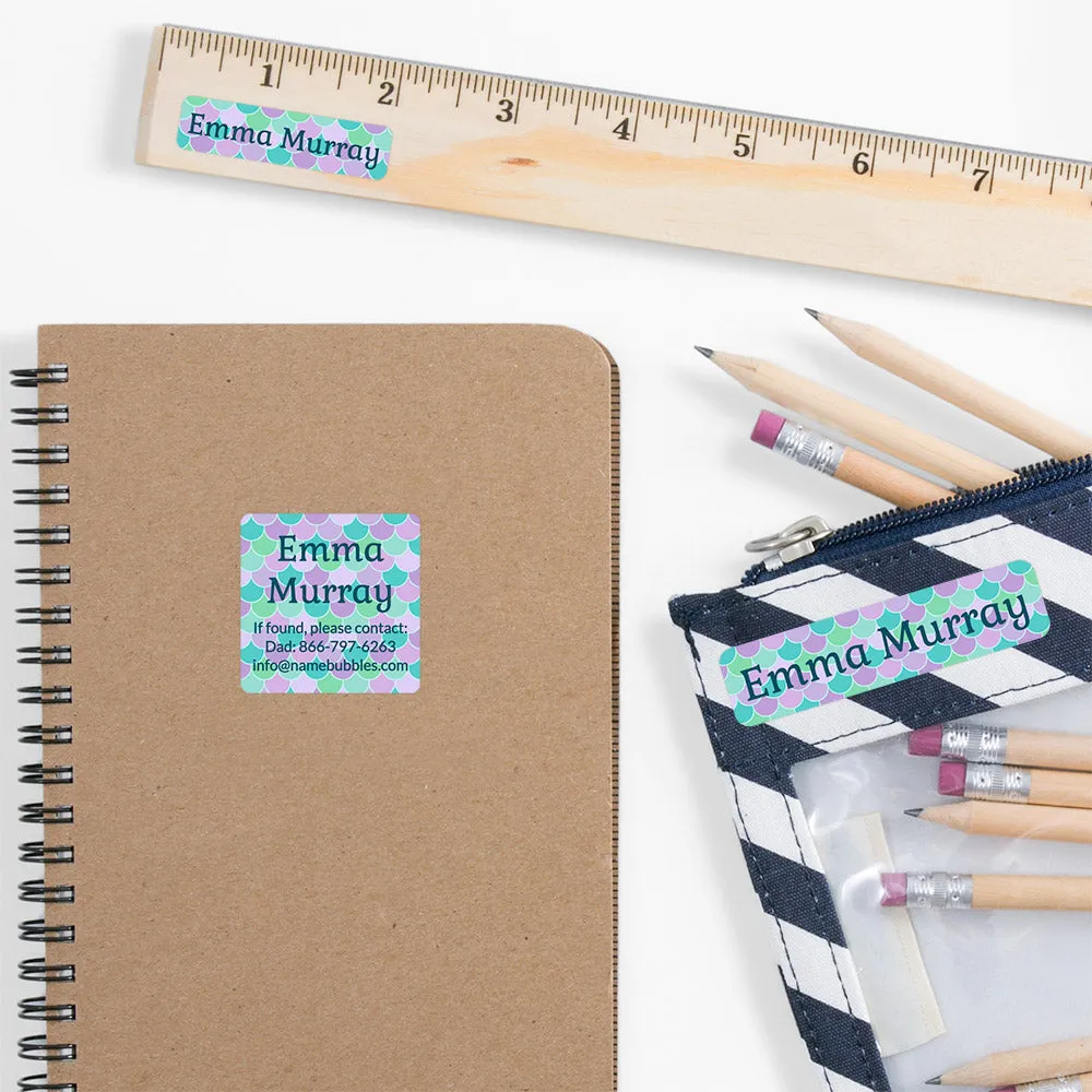 Mermaid Pattern School Labels Pack
