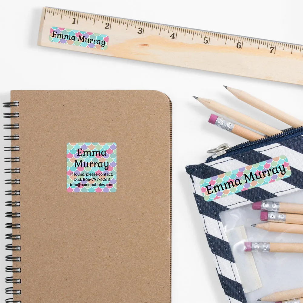 Mermaid Pattern School Labels Pack