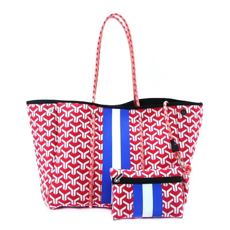 Neoprene Tote Bag  Womens Multipurpose Handbag with Matching Purse