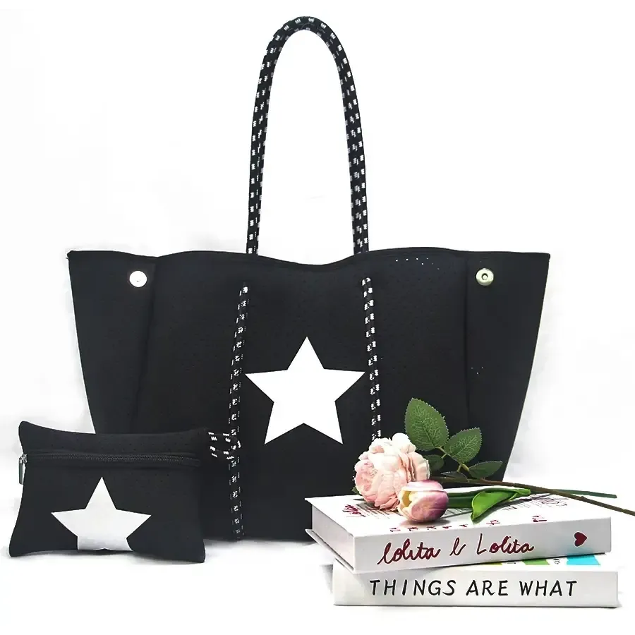 Neoprene Tote Bag  Womens Multipurpose Handbag with Matching Purse