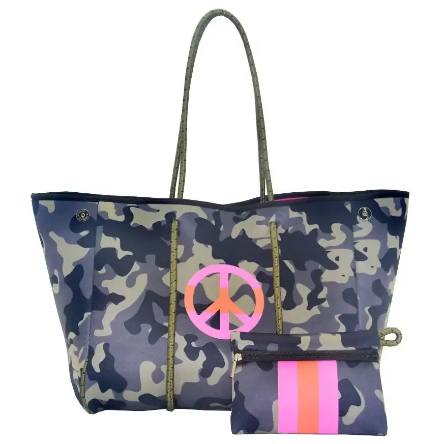Neoprene Tote Bag  Womens Multipurpose Handbag with Matching Purse