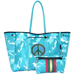 Neoprene Tote Bag  Womens Multipurpose Handbag with Matching Purse