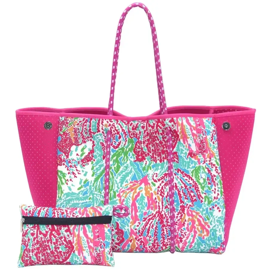 Neoprene Tote Bag  Womens Multipurpose Handbag with Matching Purse