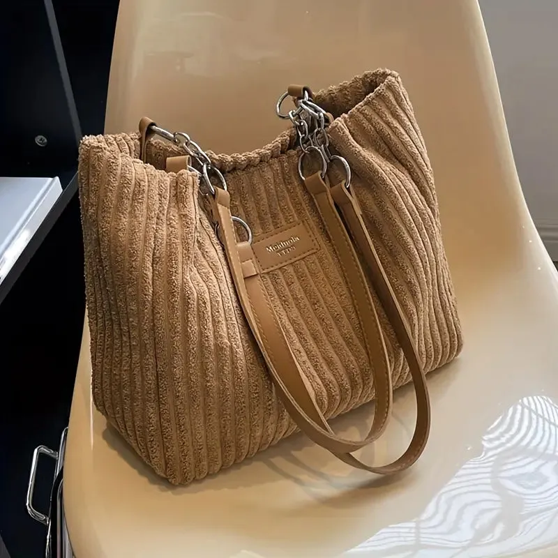 Noemi | Elegant Ribbed Velvet Tote Bag