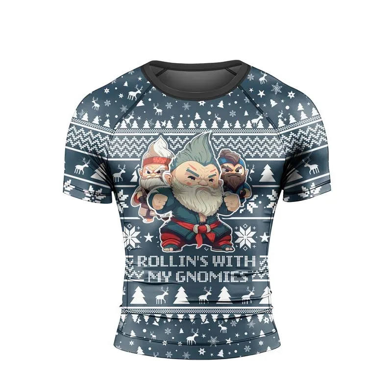 Rolling With Gnomies Men's Short Sleeve Rash Guard