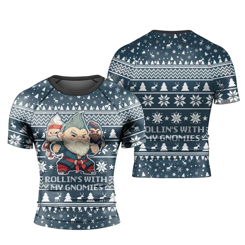Rolling With Gnomies Men's Short Sleeve Rash Guard