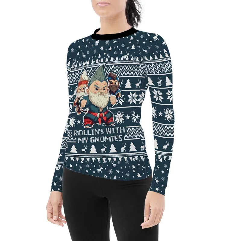 Rolling With Gnomies Women's Long Sleeve Rash Guard