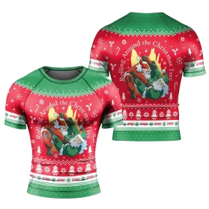 Santa Rolling Around Christmas Men's Short Sleeve Rash Guard