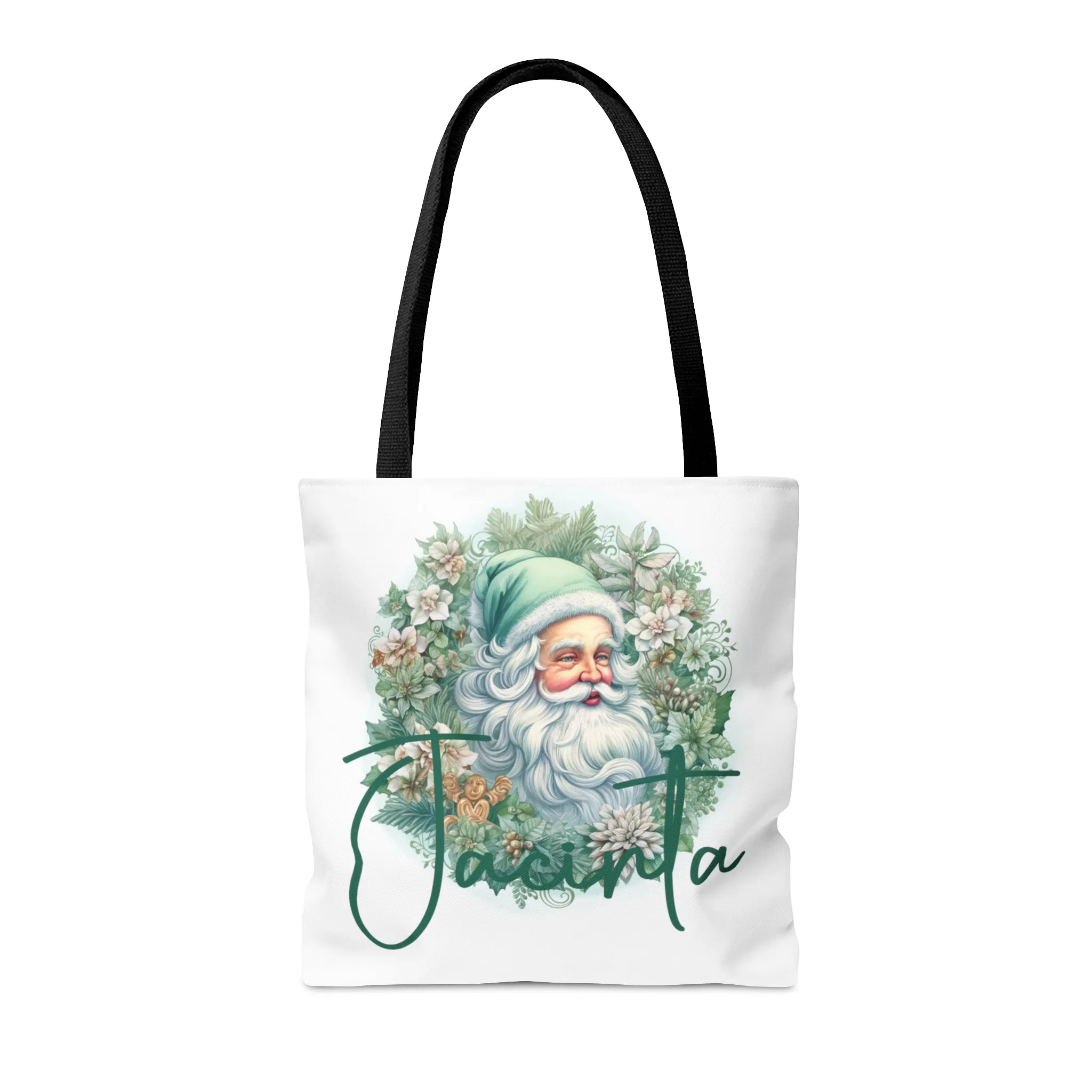 Santa wreath Personalised Tote Bag, Christmas bag, Christmas Tote Bag, Personalised/Non-Personalised