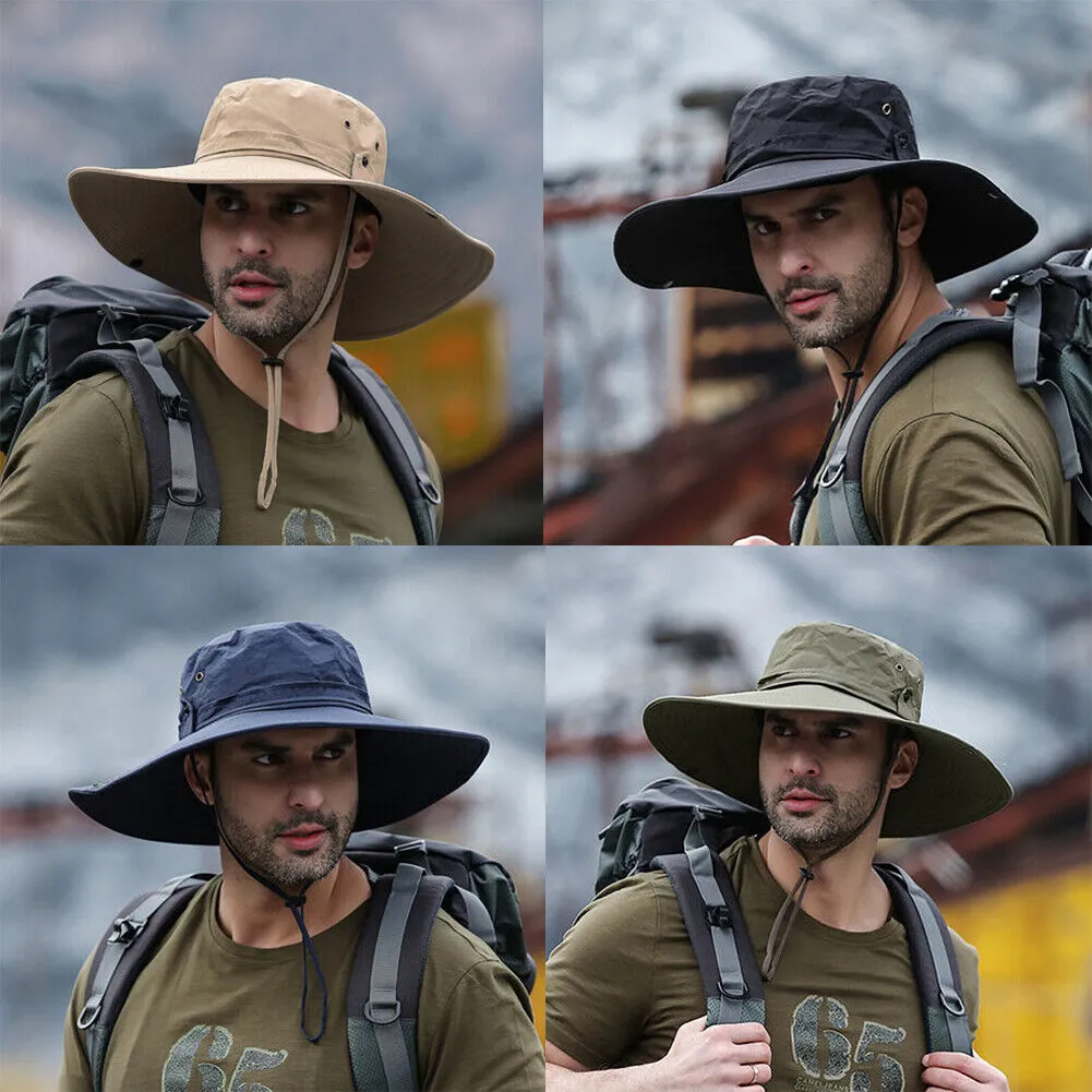 US 1-2 Pc Military Sun Block Outdoor Safari Cap Boonie Fishing Hiking Bucket Hat