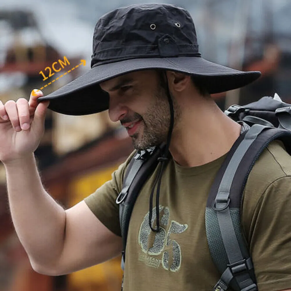 US 1-2 Pc Military Sun Block Outdoor Safari Cap Boonie Fishing Hiking Bucket Hat