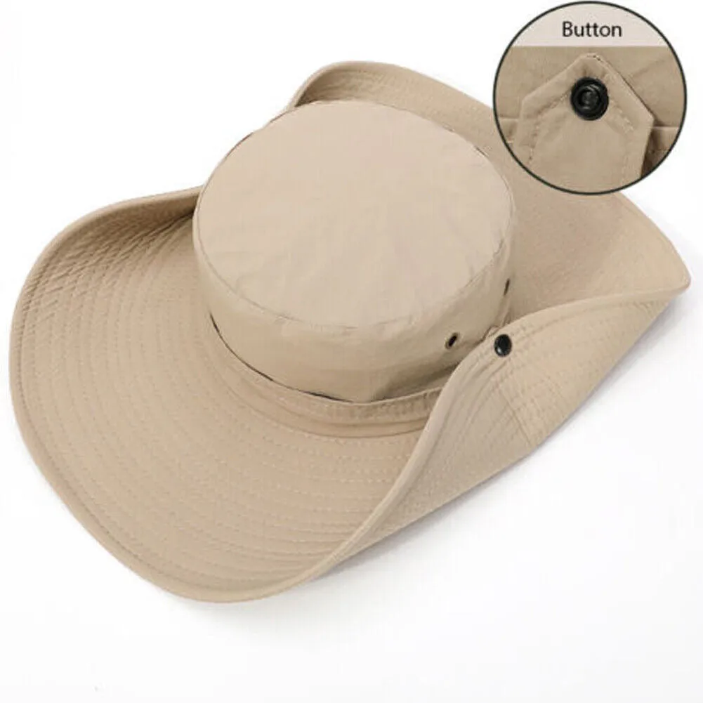 US 1-2 Pc Military Sun Block Outdoor Safari Cap Boonie Fishing Hiking Bucket Hat