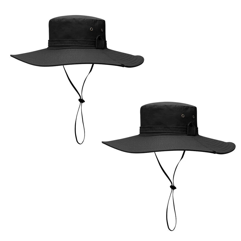 US 1-2 Pc Military Sun Block Outdoor Safari Cap Boonie Fishing Hiking Bucket Hat