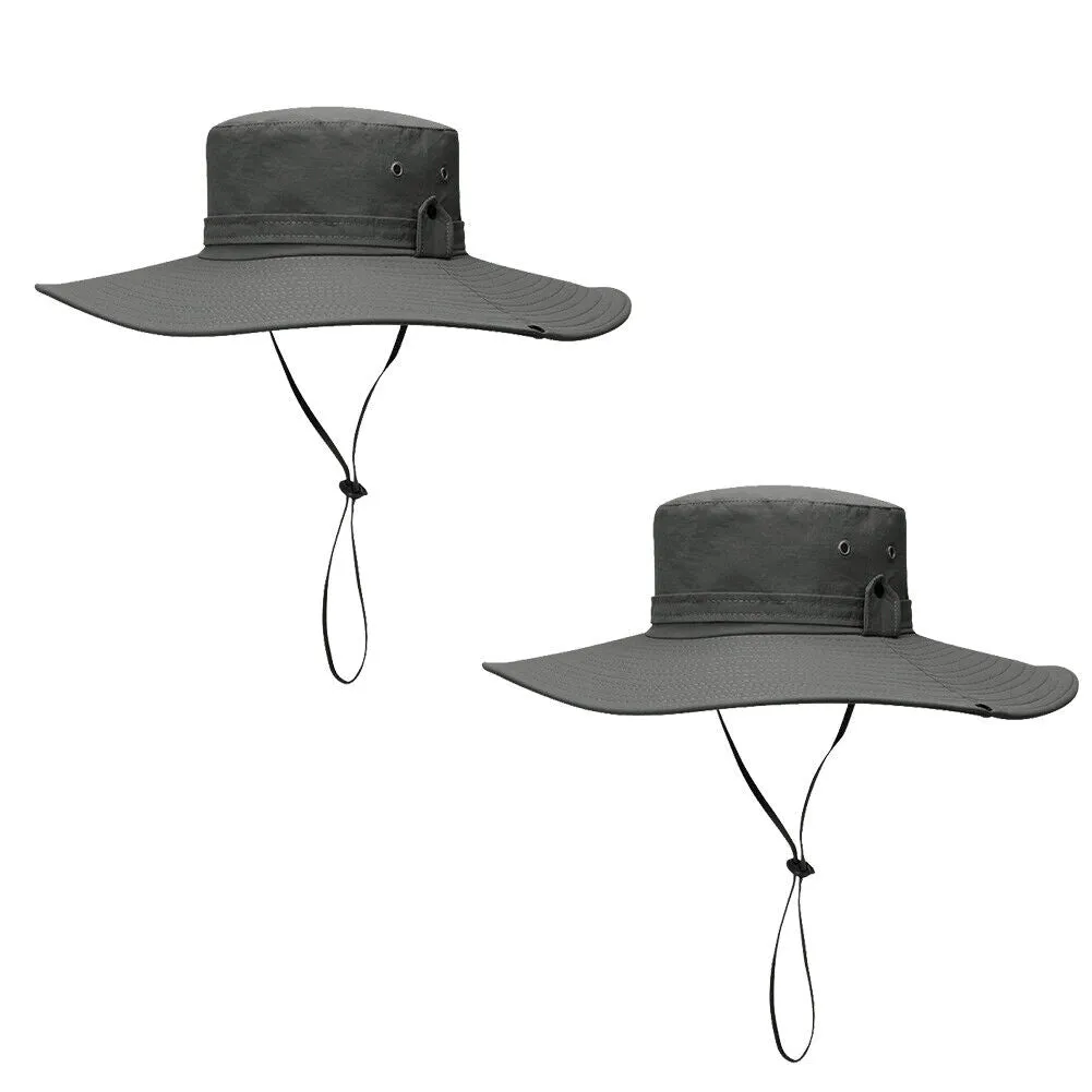 US 1-2 Pc Military Sun Block Outdoor Safari Cap Boonie Fishing Hiking Bucket Hat