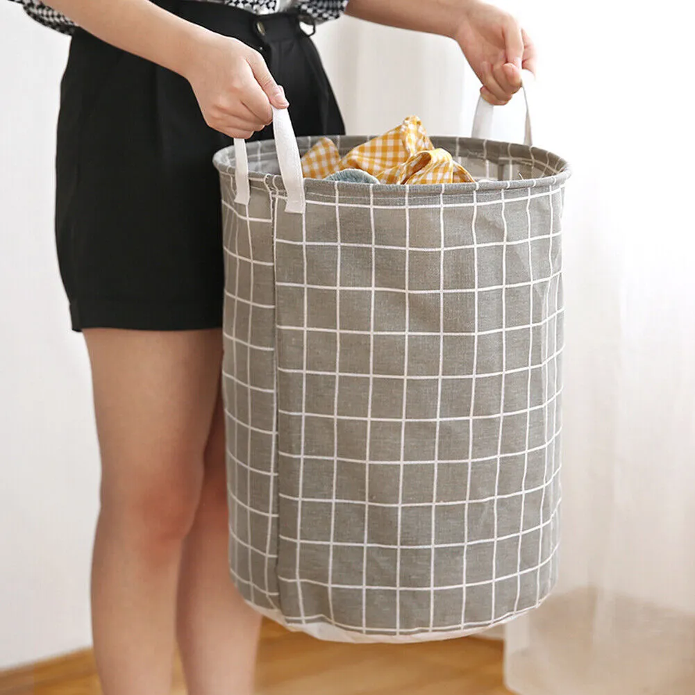 US 1-2 Pcs Large Foldable Laundry Hamper Dirty Clothes Basket Linen Storage Bag