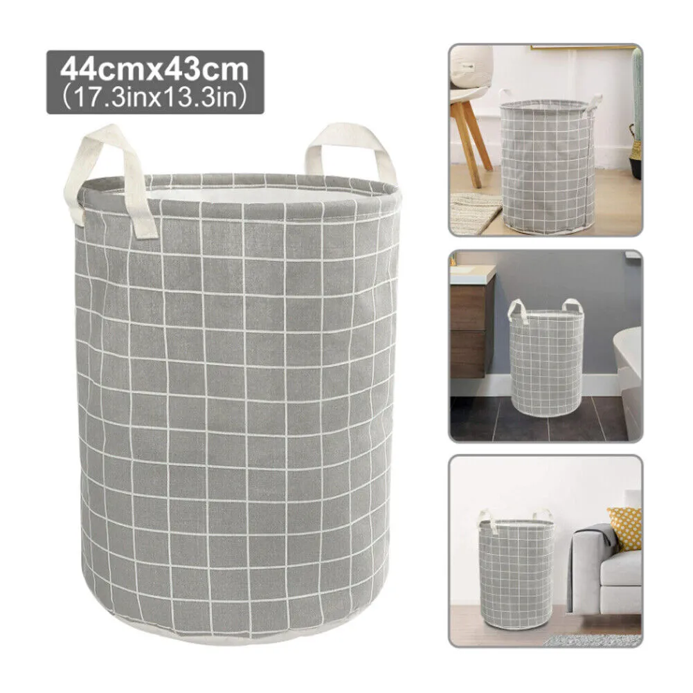 US 1-2 Pcs Large Foldable Laundry Hamper Dirty Clothes Basket Linen Storage Bag