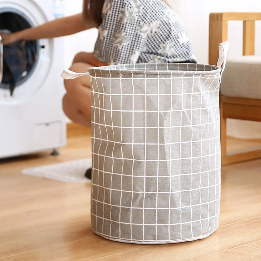 US 1-2 Pcs Large Foldable Laundry Hamper Dirty Clothes Basket Linen Storage Bag