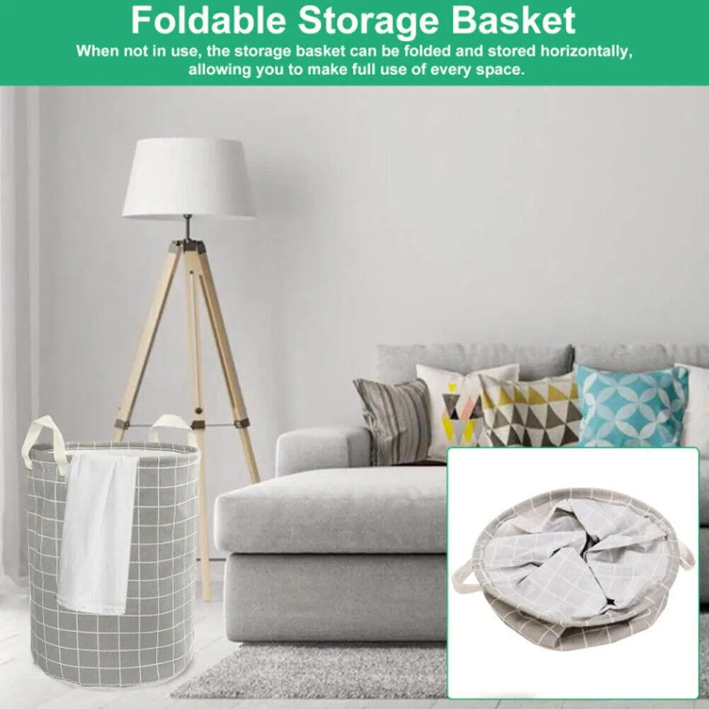 US 1-2 Pcs Large Foldable Laundry Hamper Dirty Clothes Basket Linen Storage Bag