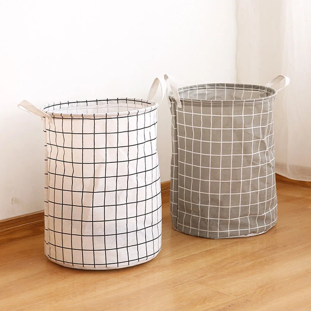 US 1-2 Pcs Large Foldable Laundry Hamper Dirty Clothes Basket Linen Storage Bag