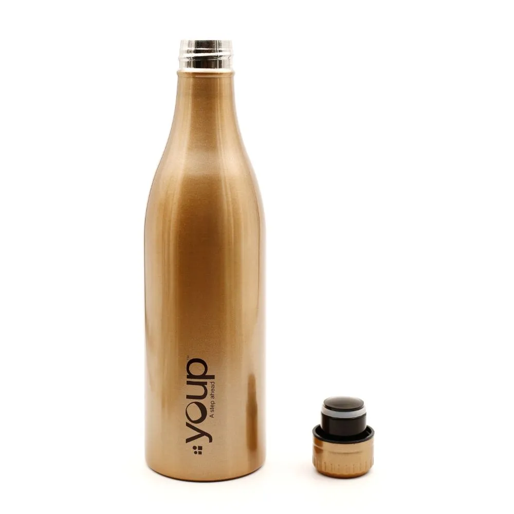 Youp Thermosteel Insulated Gold Color Water Bottle Splash1001 - 1 L